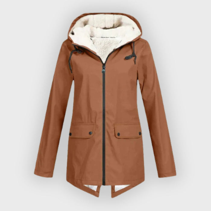 Dam Trenchcoat med Fleecefoder och Huva Vattentät