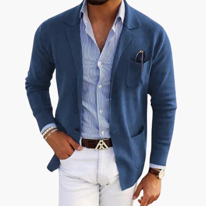 Herrstickad Blazer med Slagskrage och Knäppning