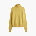 Kvinnors Turtleneck Tröja med Ribbad Stickning och Långa Ärmar