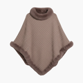 Kvinnors Stickad Poncho med Fuskpäls och Oversized Passform