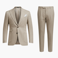 Herrens tvådelade kostym med notch-lapel och platta byxor