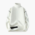 Herr Turtleneck Stickad Tröja med Ribbad Yta och Långa Ärmar
