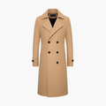 Herrens trenchcoat med dubbelrad knappar och strukturerad lång passform
