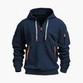 Hoodie för män med justerbar huva och dragkedjefickor