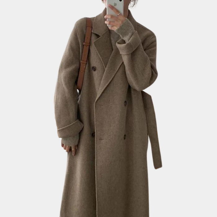 Dam Dubbelknäppt Kappa Lång Oversized Passform