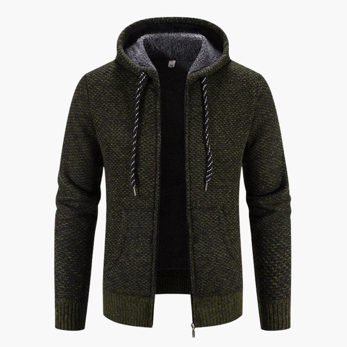 Herrhoodie med dragkedja och fickor