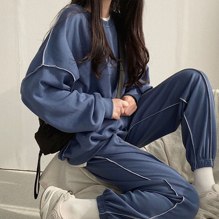 Dam Oversized Hemmaset med Sweatshirt och Joggingbyxor