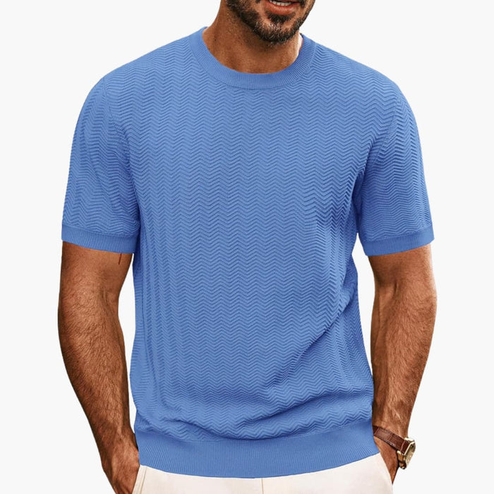 Mans Crew Neck T-shirt med Texturerad Yta