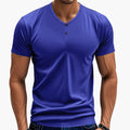 Herr Henley T-shirt med texturerad V-hals och knappar