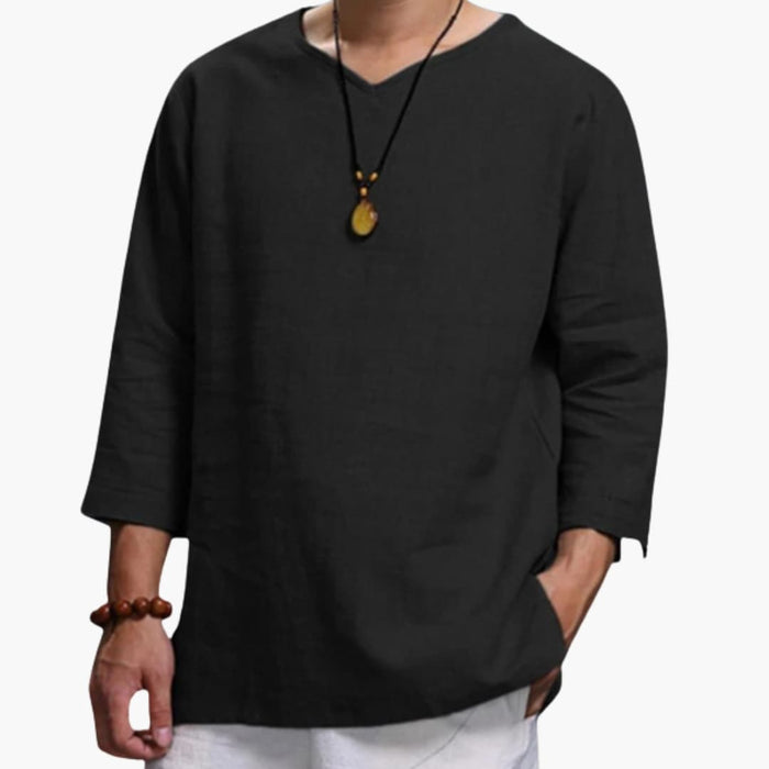 Mäns Oversized Långärmad Skjorta med Knäppning