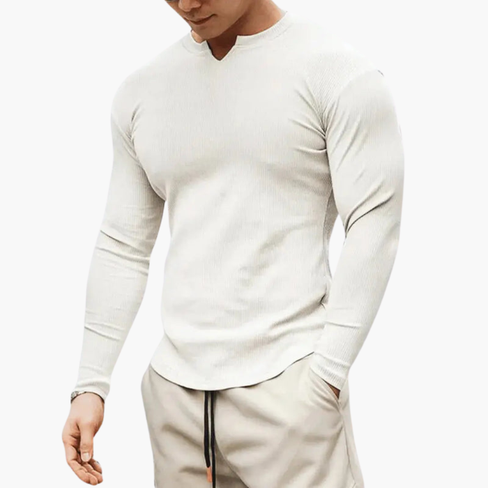 Herrtröja med ribbad textur och slim fit