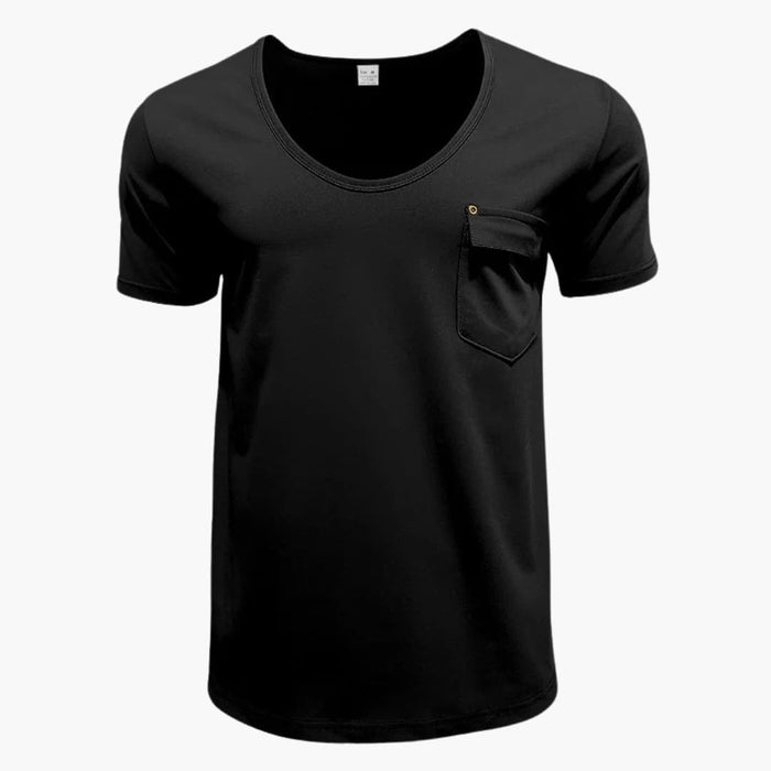 Herr T-shirt med bröstficka och korta ärmar