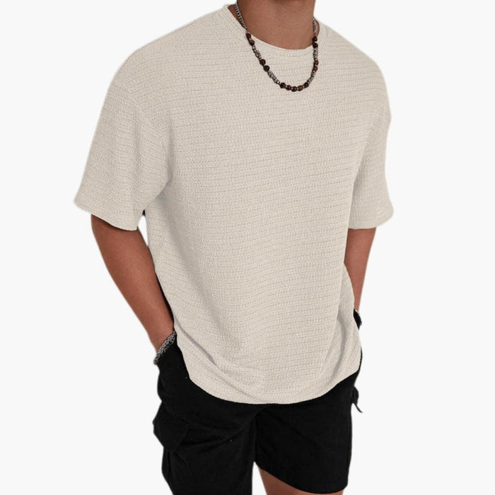 Herrars strukturerade crew neck kortärmad T-shirt