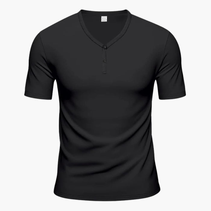 Herrars Texturerad Henley T-shirt med kort ärm och knapplist