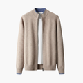 Herrstickad cardigan med dragkedja och ribbad kant