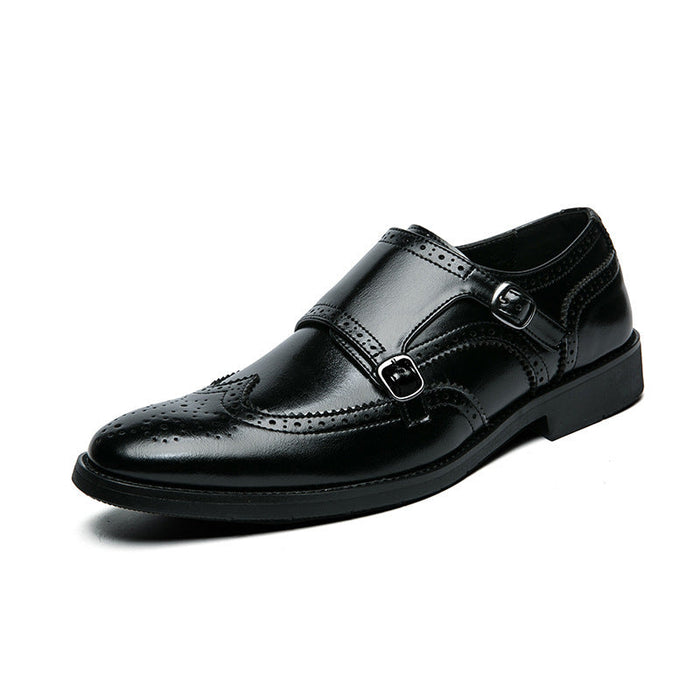 Herr Dubbelmunkskor med Brogue-Detaljer och Spännen