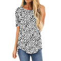Kvinnors Allover Leopardtryck T-Shirt – Kortärmad Crew Neck Topp