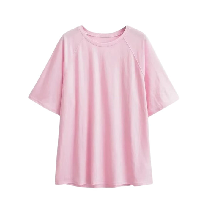 Kvinnors Crew Neck Dropped Shoulder Kortärmad T-Shirt