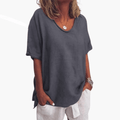 Kvinnors T-shirt med rund halsringning och kort ärm – Enkel topp