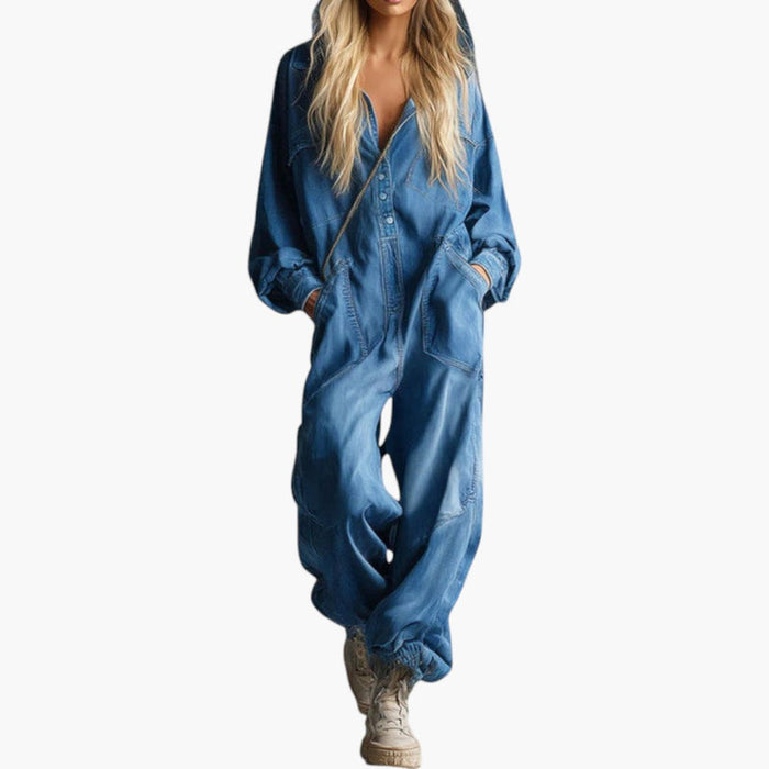 Kvinnors Jumpsuit med Huva och Långärmad Design