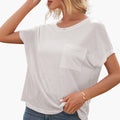 Kvinnors Löst Passande T-shirt med Bröstficka