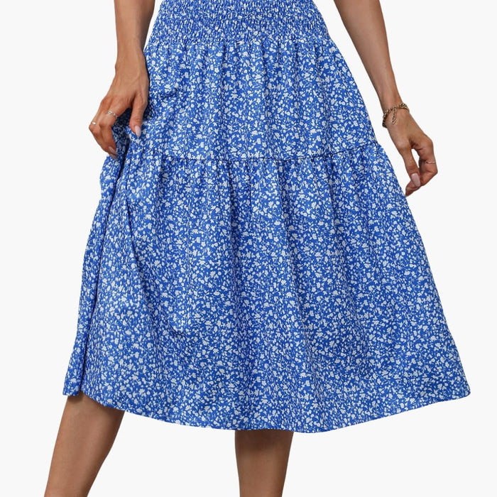 Kvinnors Maxi Kjol med Elastisk Midja och Blommönster