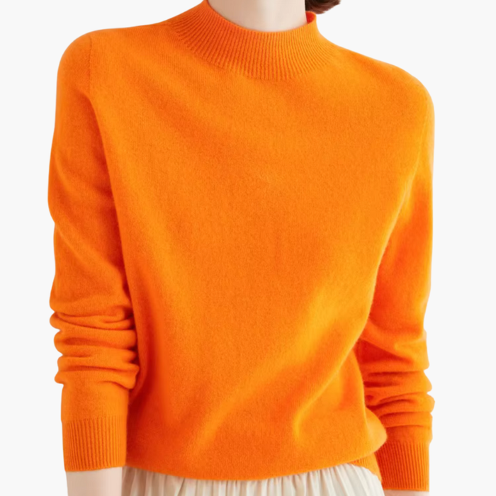 Kvinnors Mock Neck Tröja med Långa Ärmar och Ribbad Kant