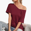 Kvinnors Oversized T-shirt med Rund Halsringning och Asymmetrisk Söm