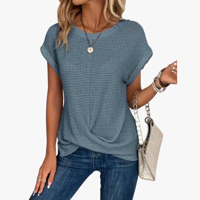 Kvinnors Enfärgad Rundhalsad T-shirt Everyday Top