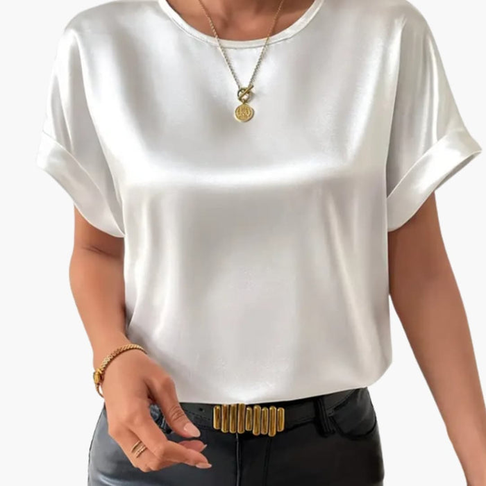 Kvinnors Rundhalsad T-shirt med Slät Yta