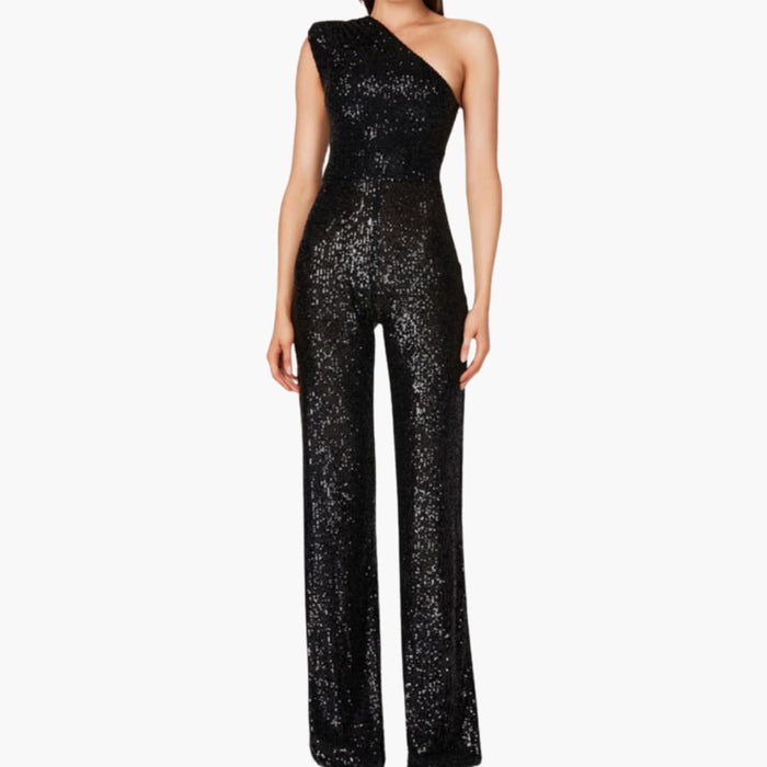 Kvinnors Paljett Jumpsuit med Rak Ben
