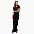 Kvinnors Paljett Top Jumpsuit med Vida Ben