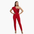 Kvinnors ärmlös patchwork paljett jumpsuit
