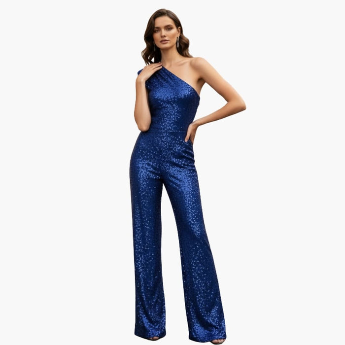 Kvinnors ärmlös paljett jumpsuit med raka ben