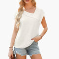 Kvinnors asymmetriska halskortärmad stretch T-shirt
