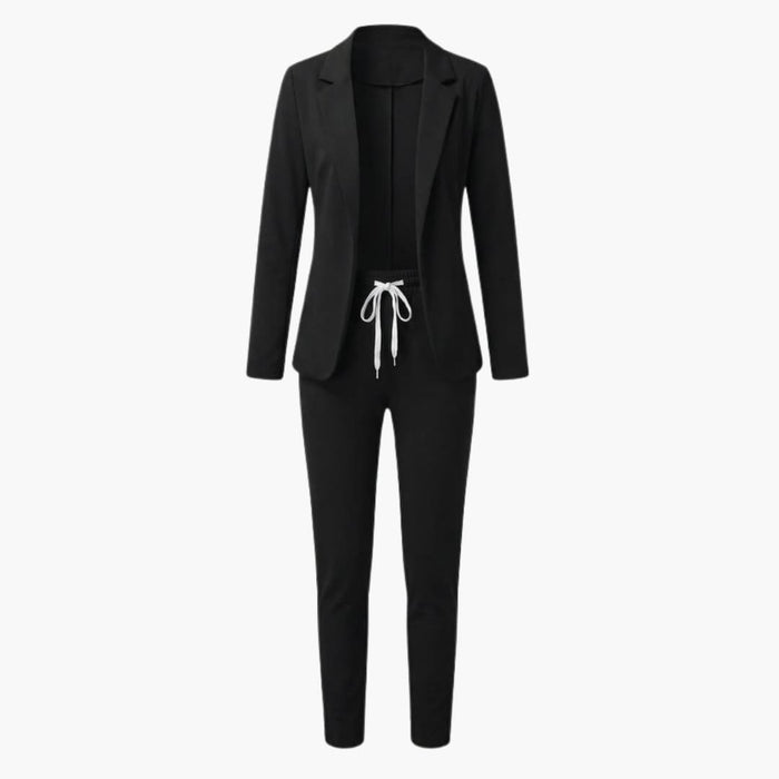Kvinnors Tvådelade Blazer Set – Jacka med Notch Lapel och Ankel-långa Byxor