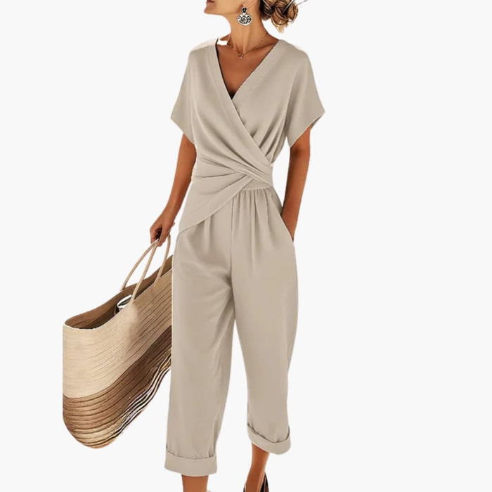 Kvinnors Tvådelade Outfit Set Med Omslagstopp