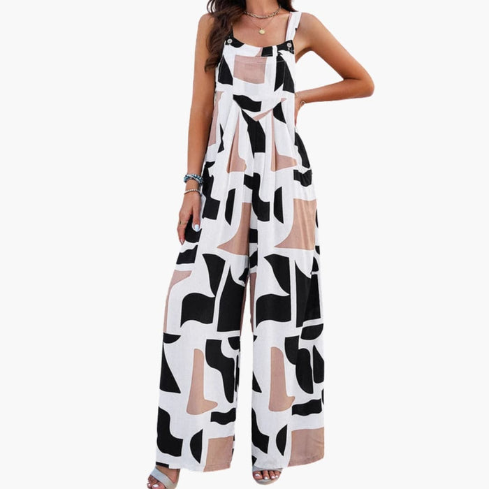 Kvinnors Vida Byxdress med Justerbara Remmar – Tryckt Enstyck