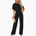 Kvinnors Wide Leg Jumpsuit med Knytbälte