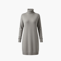Kvinnors Turtleneck Klänning med Långa Ärmar och Ribbad Kant