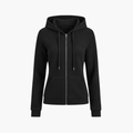 Kvinnors Zip-Up Hoodie med Dragsko Huva