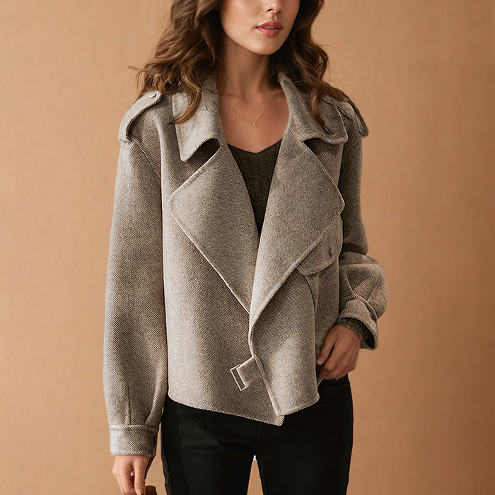Dam Vintage Croppad Ullajacka med Vida Revärer
