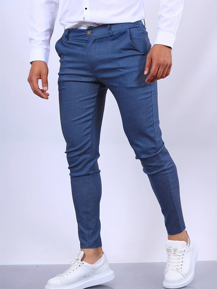 Herr Slim-Fit Chinosbyxor med Stretch för Kontor och Fritid
