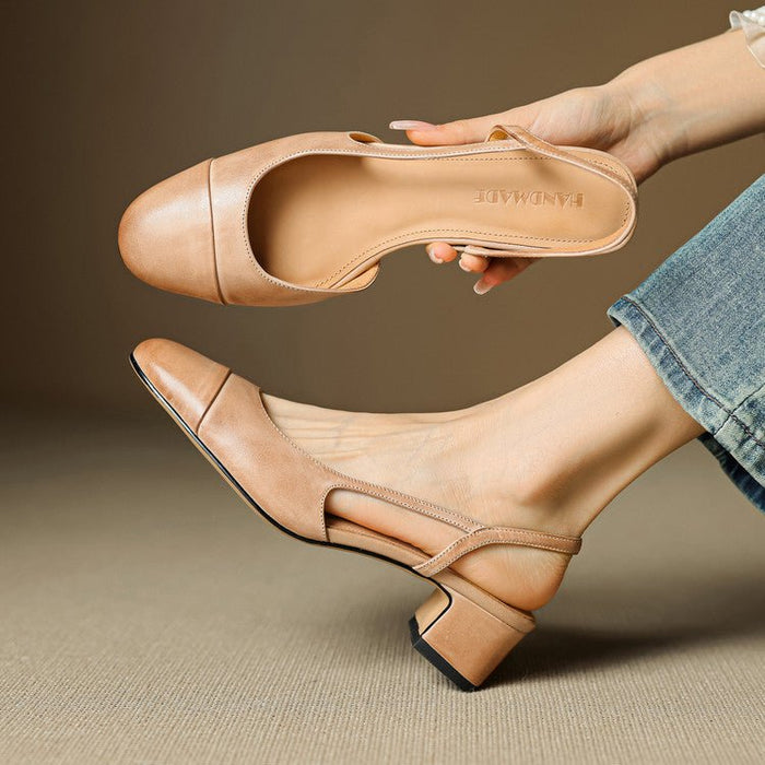 Dam Slingback-pumps med Mandelformad Tå och Blockklack